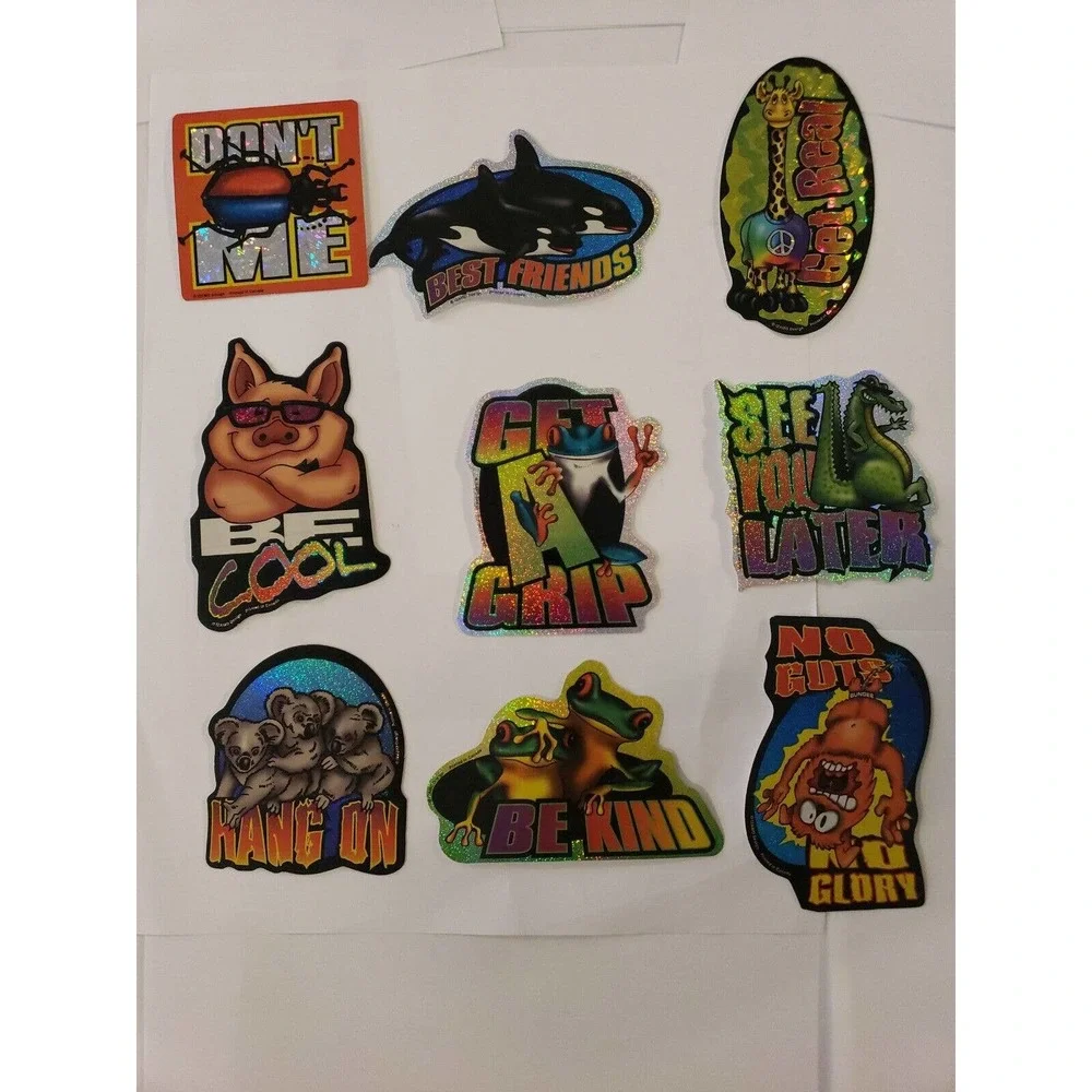 90s y2k vintage vending machine stickers Prism Cool Animal complete set of 9